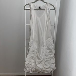 White rouched midi dress
